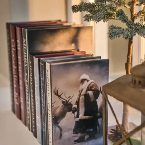 Miljøbillede Opbevaringsæske Merry Christmas med pyntet juletræ og hus 245308