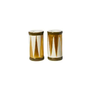 Shopbillede trommer lysestage:vaser 5,5x10 cm. hvid, guld og grøn