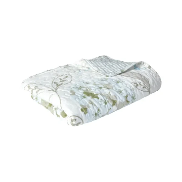 Tæppe med blomster og striber blå:grøn:beige
